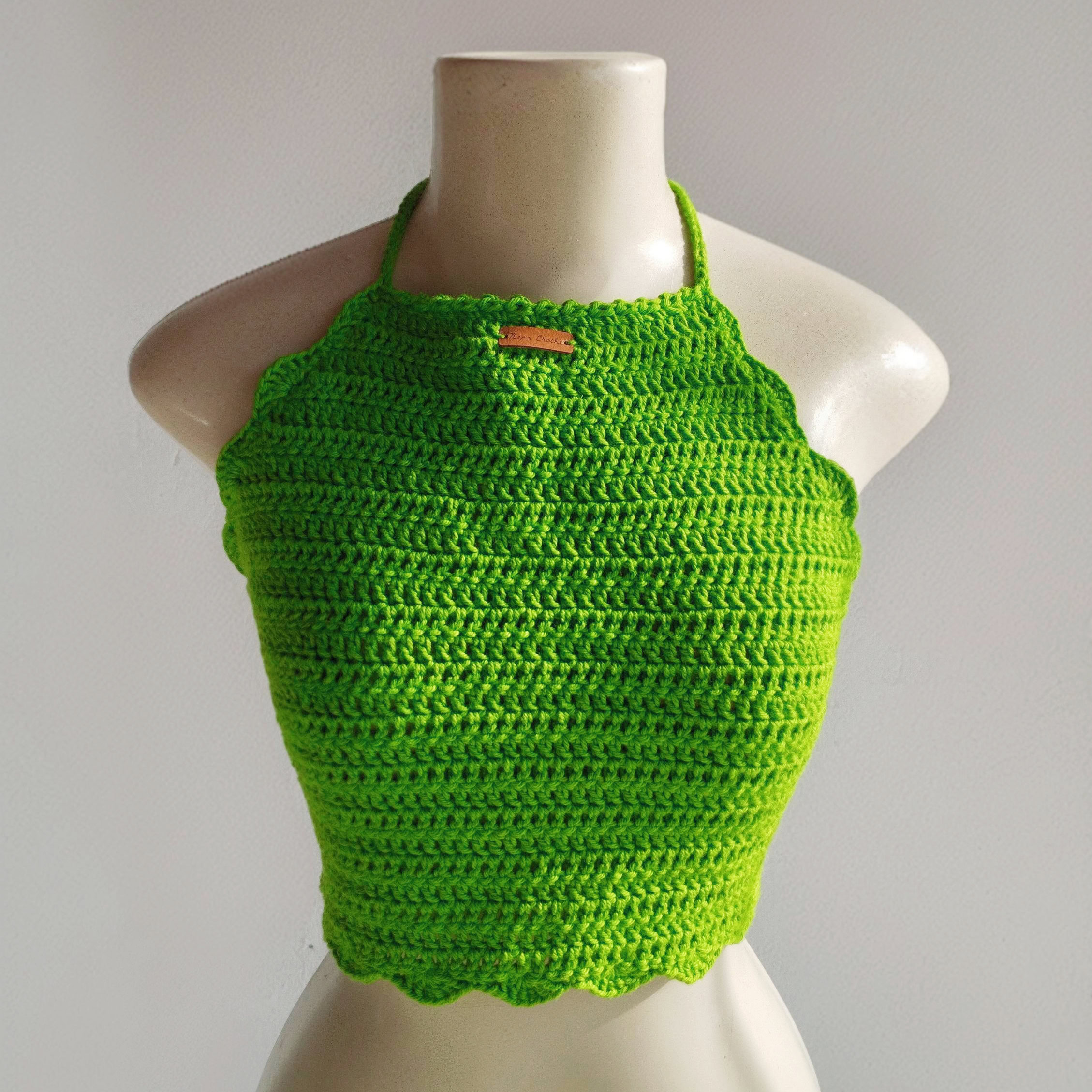 Top topMarisol, blusinha feita de crocê na cor verde - Natal RN